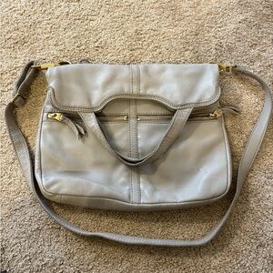 Fossil Light Gray Leather Shoulder Bag